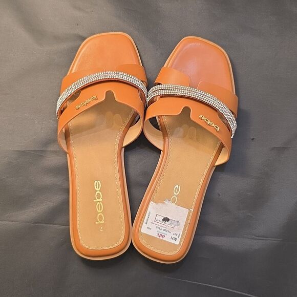 BRAND NEW BEBE WOMEN'S RHINESTONE SLIDE WITH SILVER CHAIN ACCENT - Picture 6 of 16